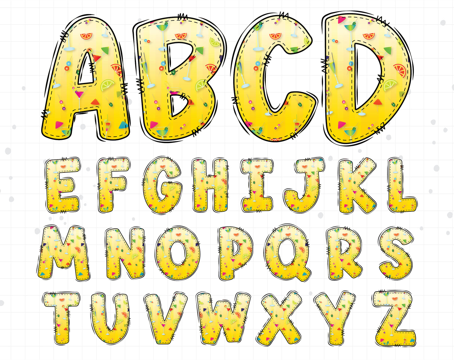 summer cocktail alphabet letters