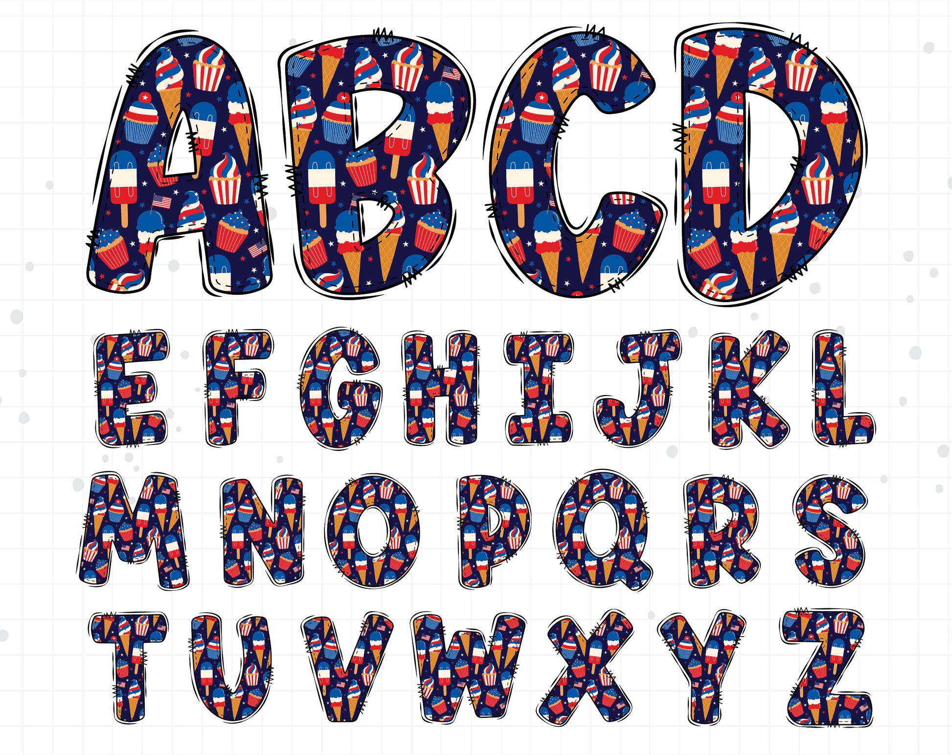 4th of July Alphabet PNG