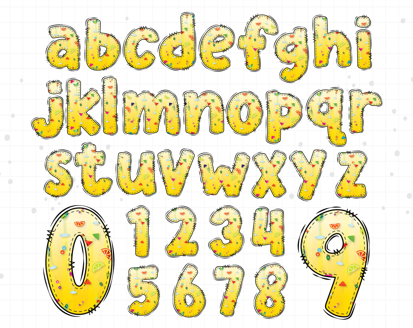 summer cocktail alphabet letters