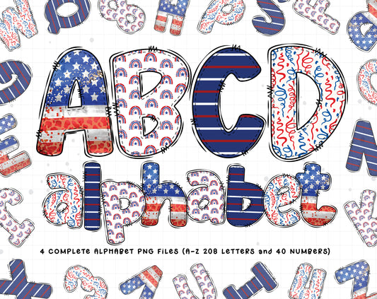 4th of July png letters bundle