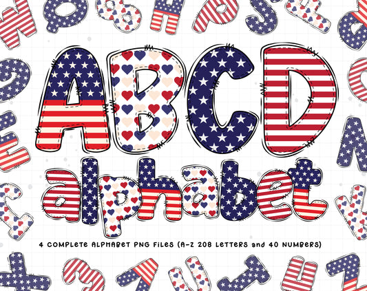 4th of July Doodle Letters