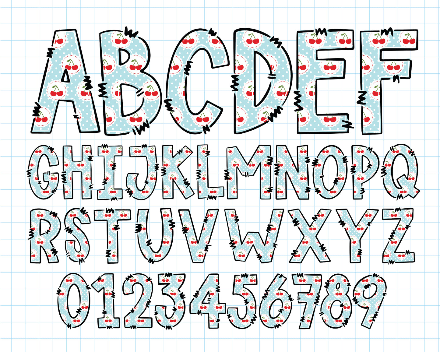 Vintage Cherries Alphabet Letters
