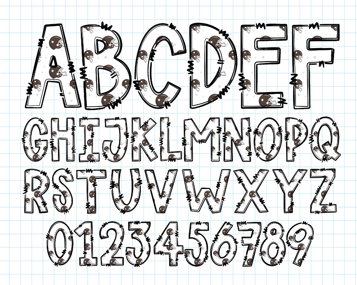 American Football Doodle Letters