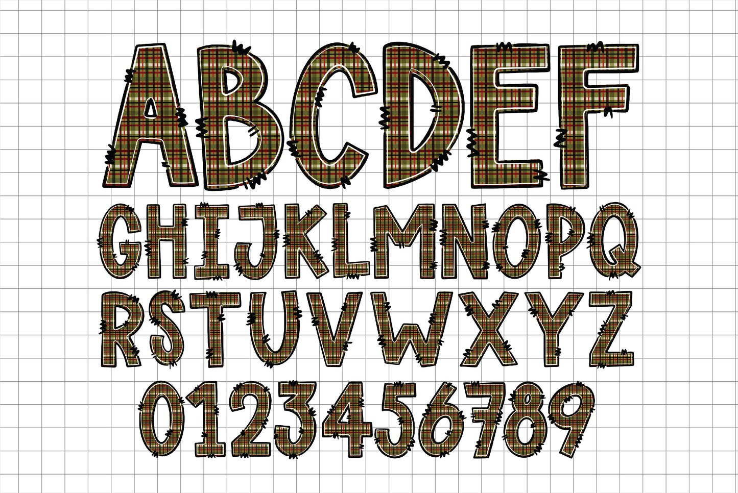Buffalo Plaid Doodle Letters