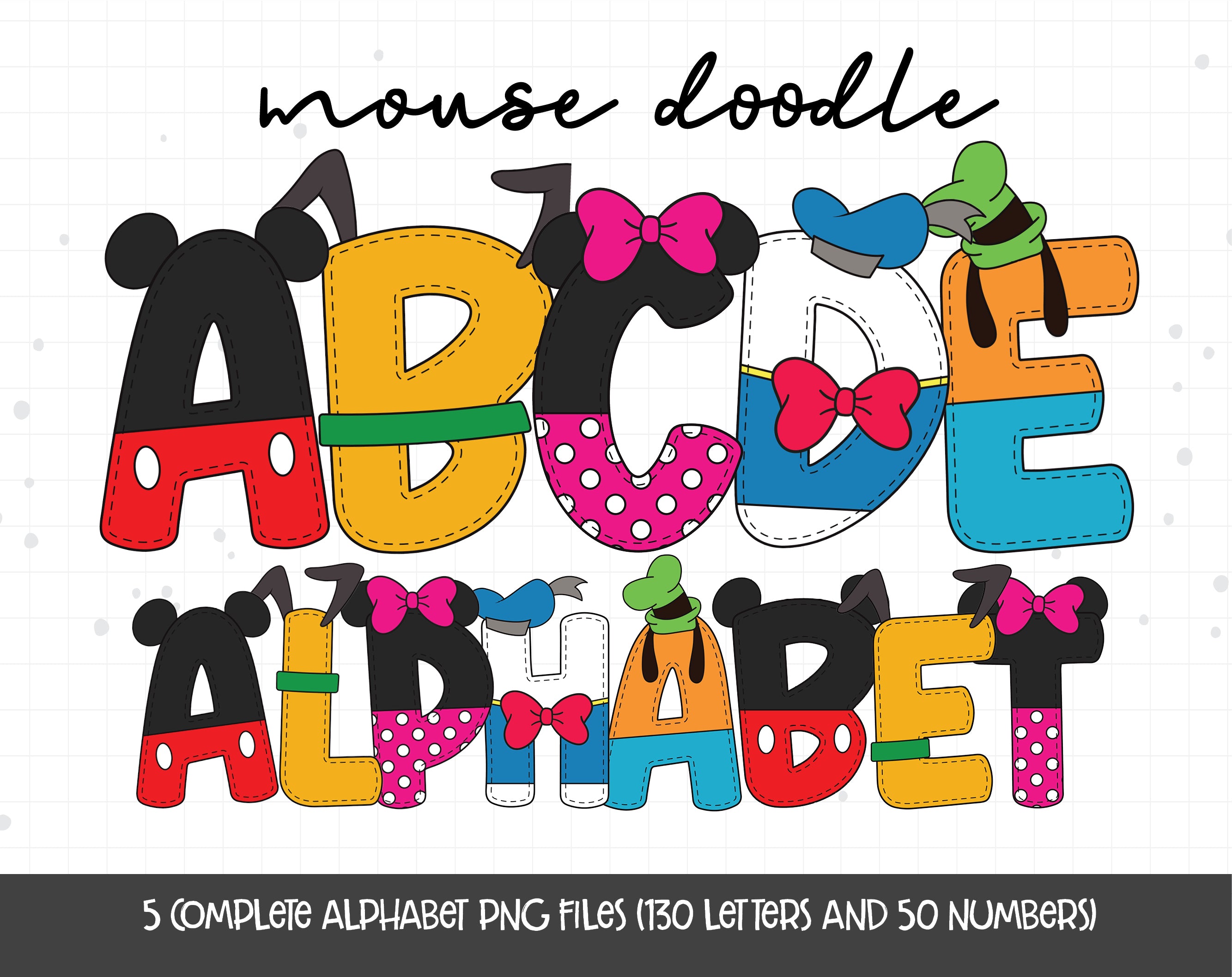 Mickey Mouse Alphabet PNG Sublimation, Minnie Mouse PNG Letters, Goofy