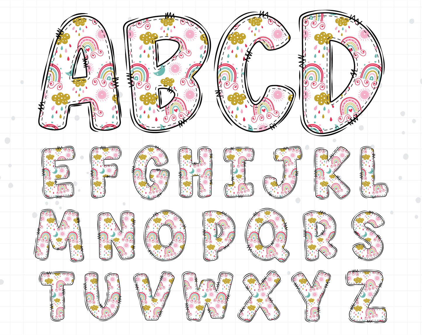 Rainbow Doodle Alphabet