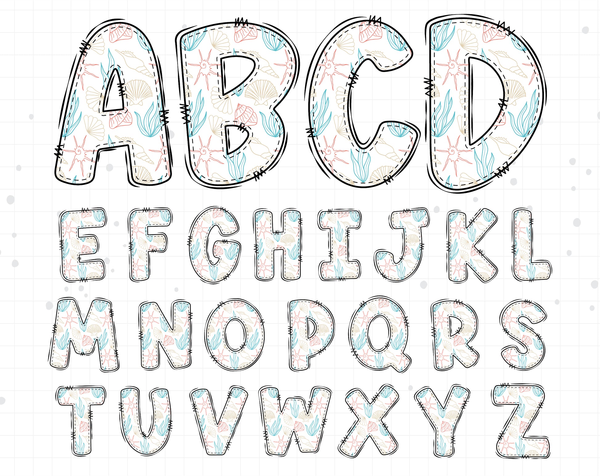 Seashell Alphabet PNG Sublimation