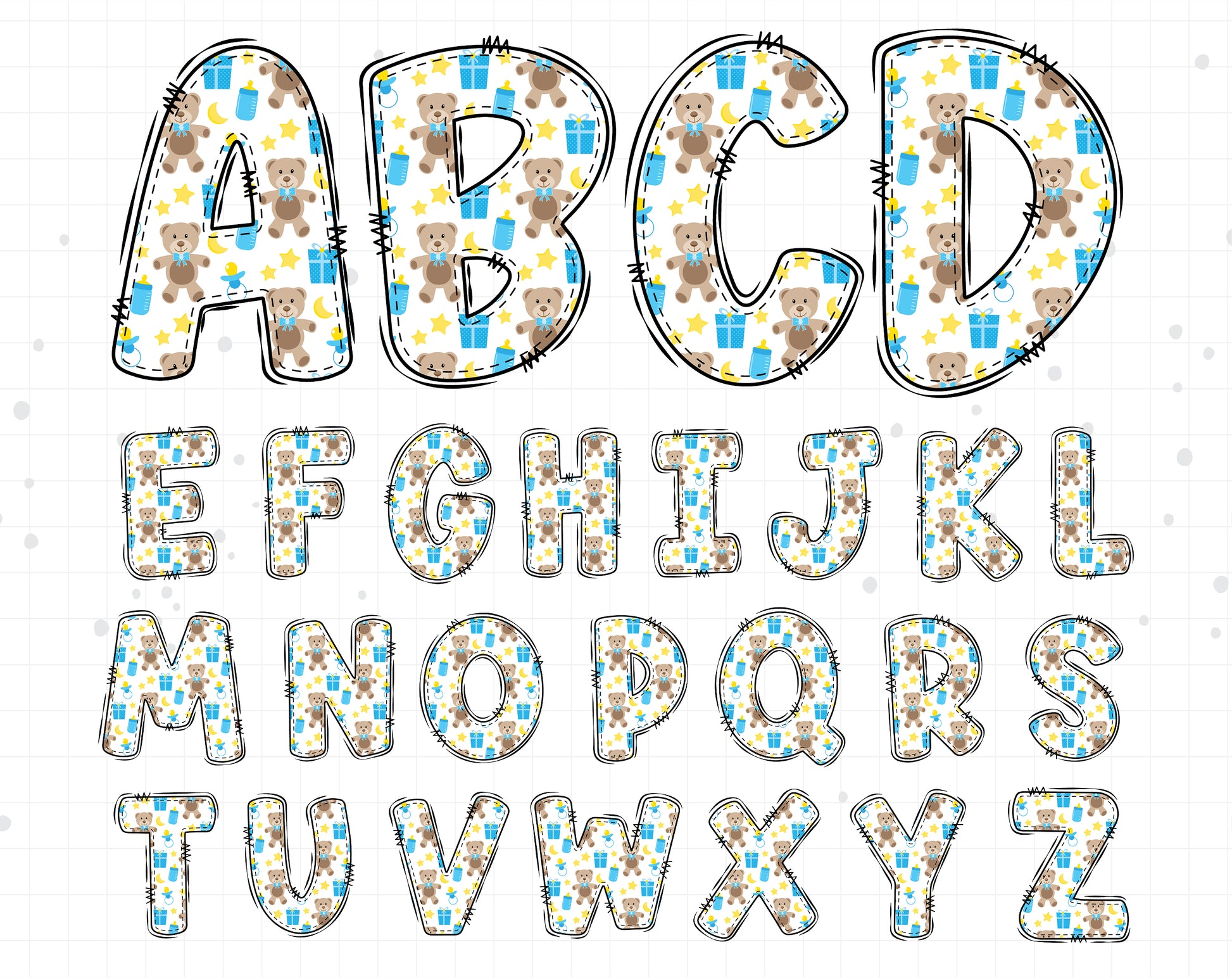 baby boy doodle letters