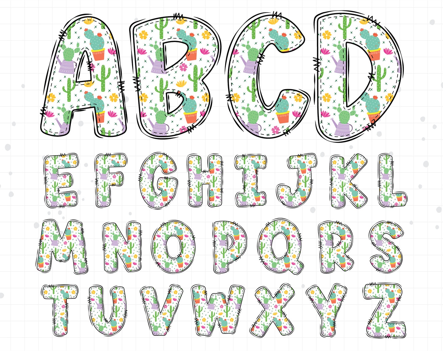 cactus flower doodle letters