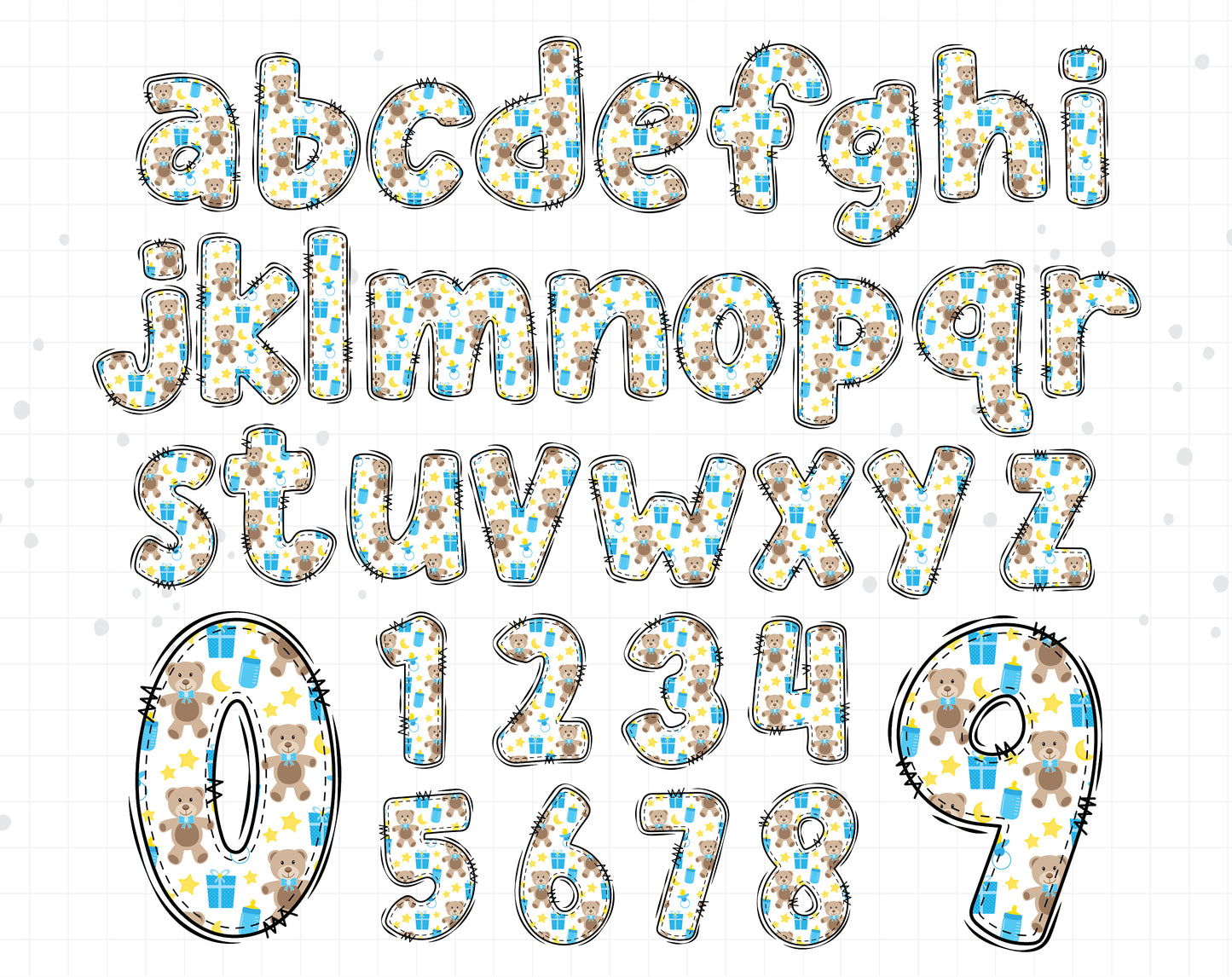 baby boy doodle letters