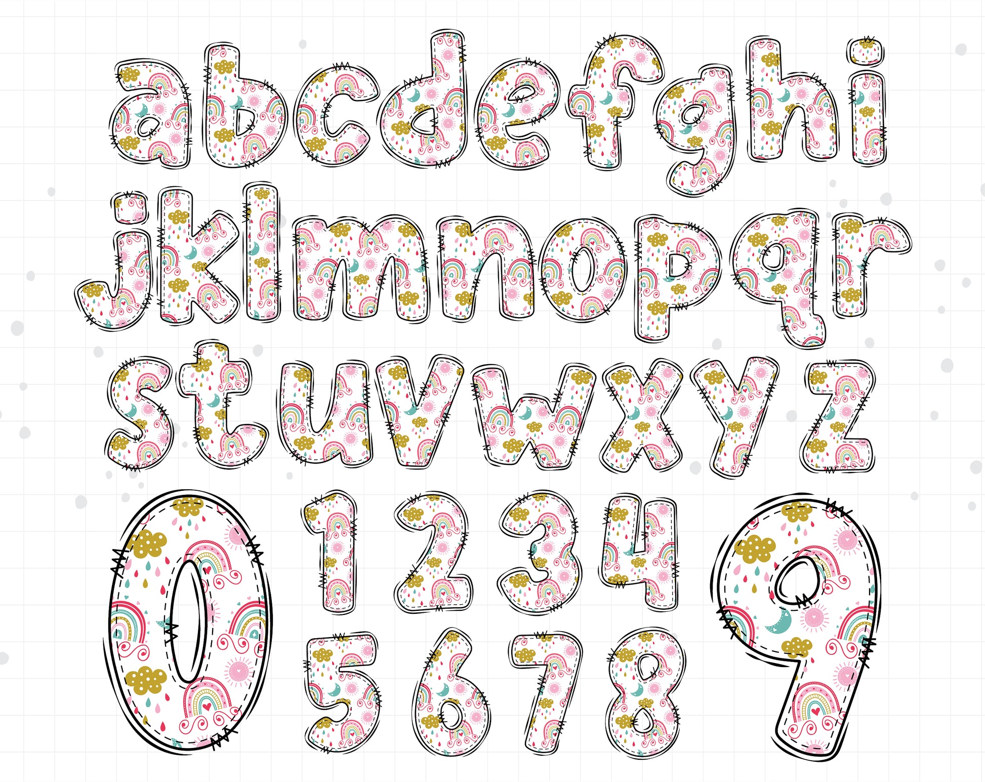 Rainbow Doodle Alphabet