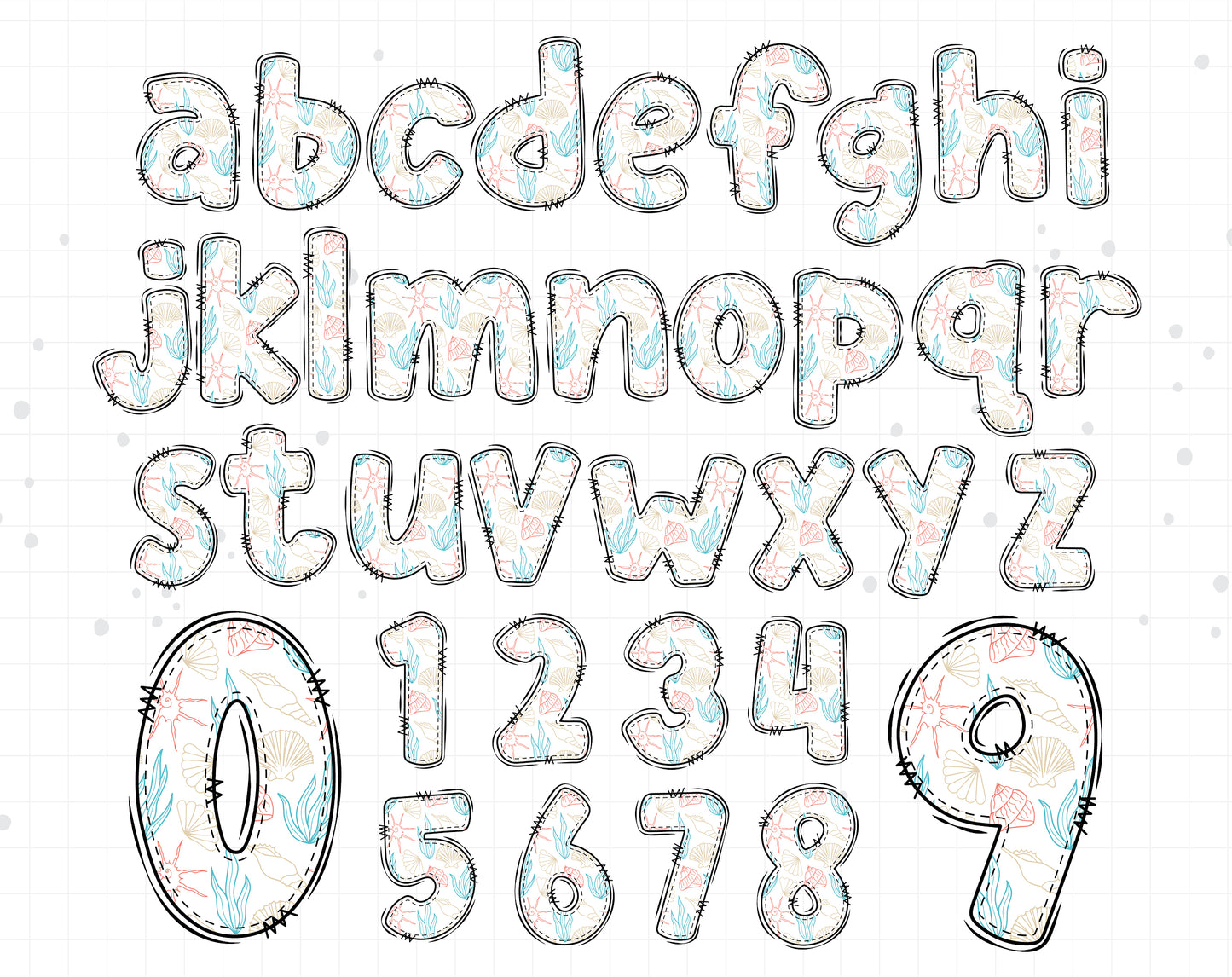 Seashell Alphabet PNG Sublimation