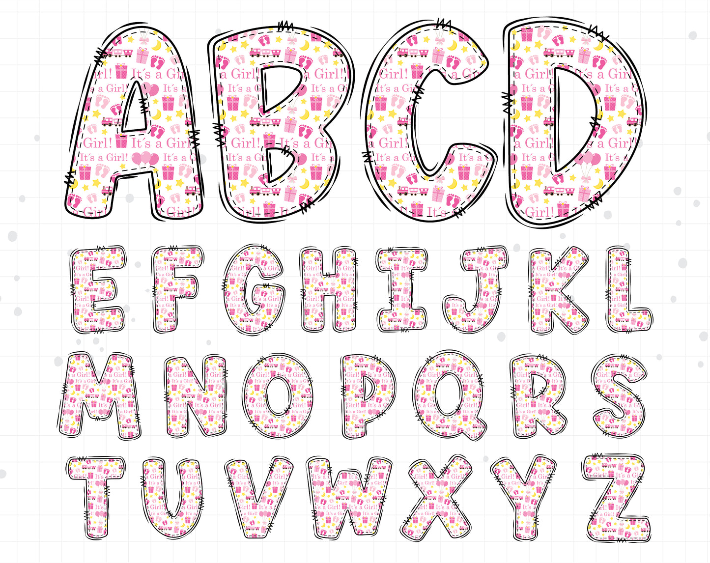 baby girl doodle letters