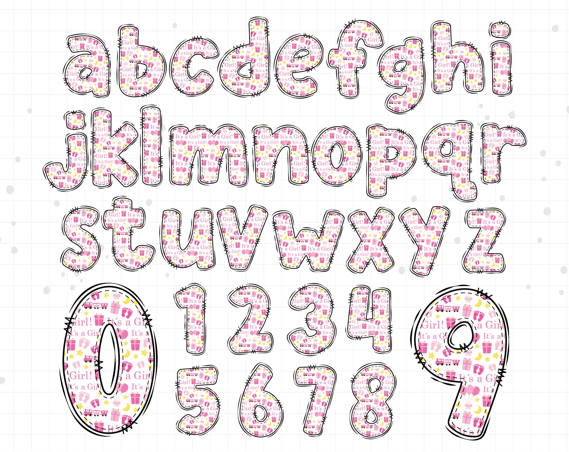 baby girl doodle letters