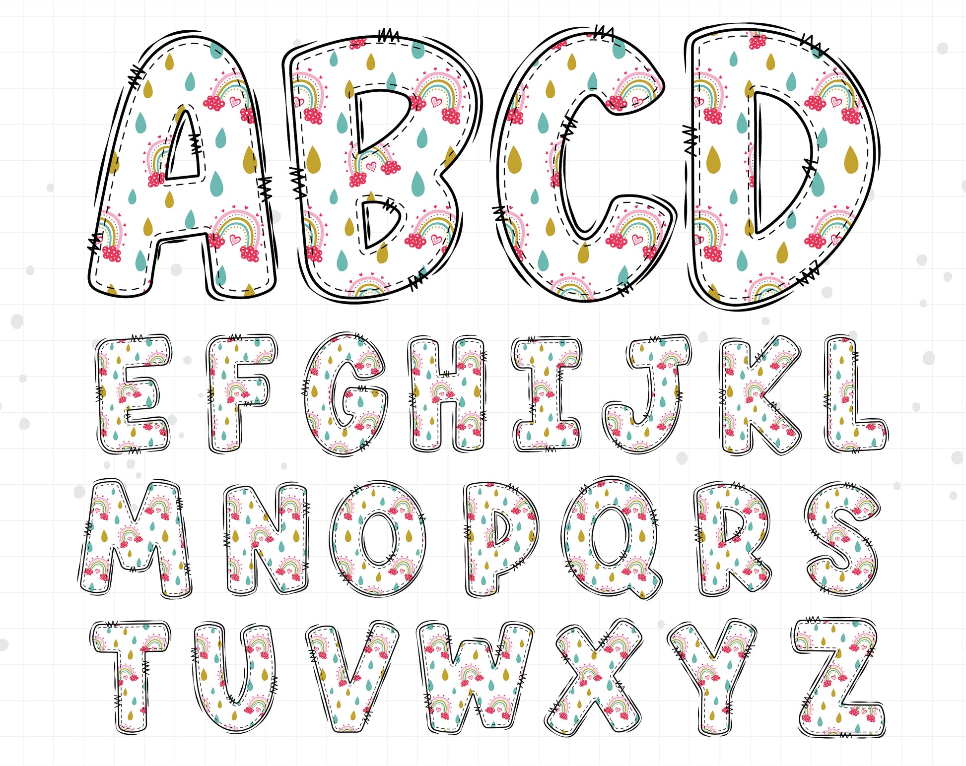 Rainbow Font Clipart PNG