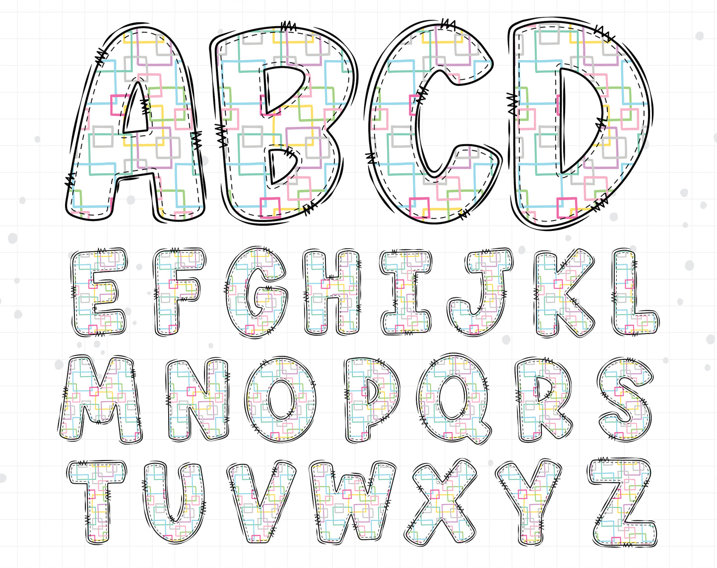 kids doodle alphabet letters