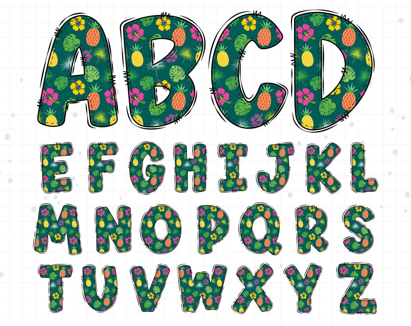 tropical doodle alphabet