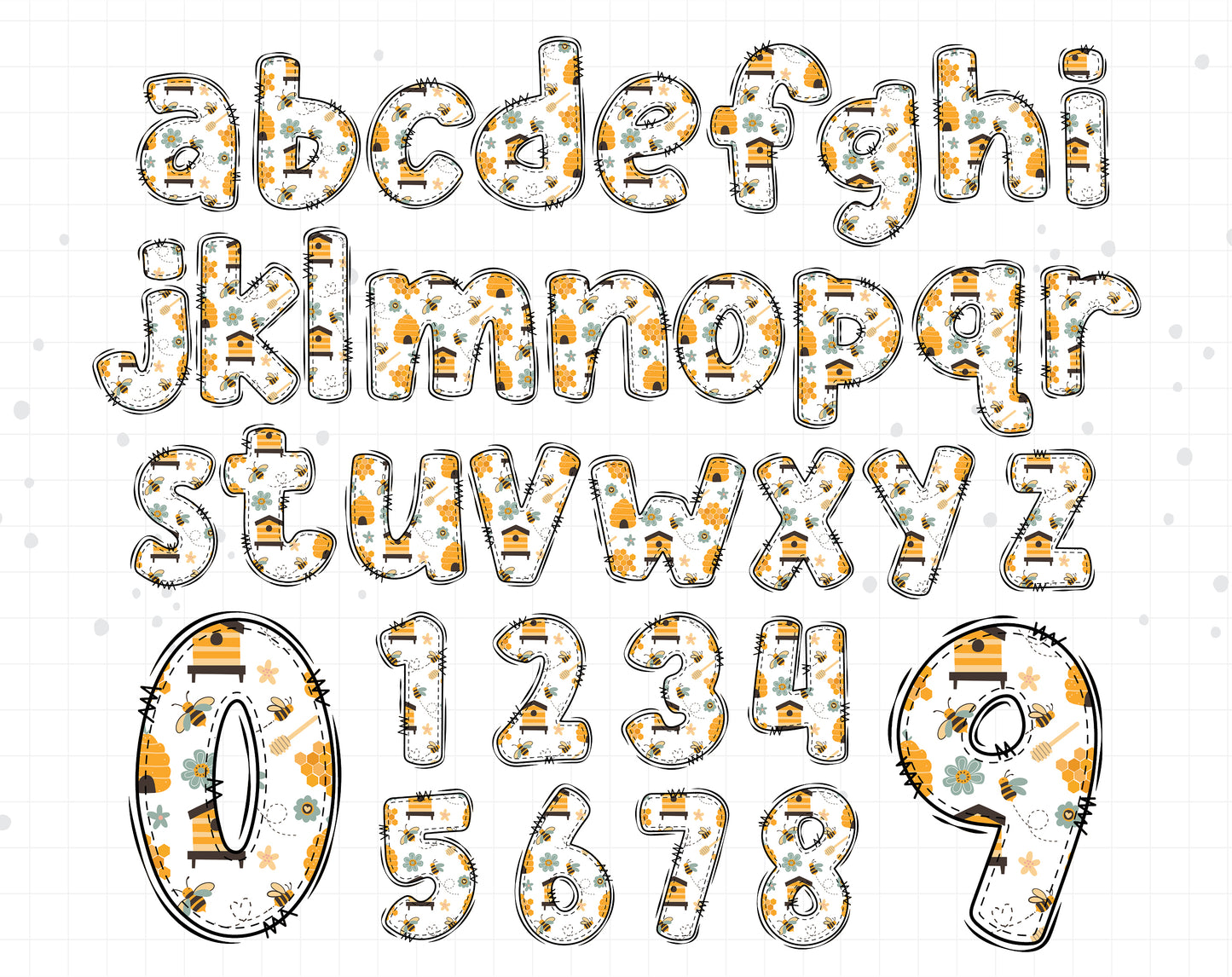 Bumble Bee Alphabet Sublimate