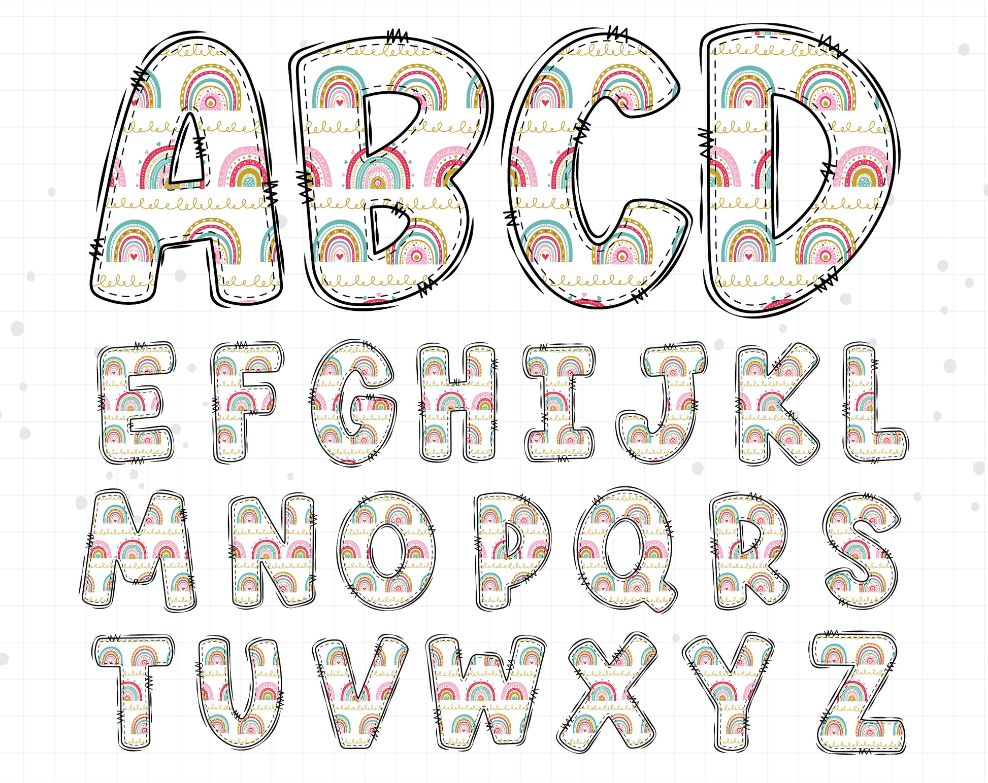 Rainbow Doodle Letters