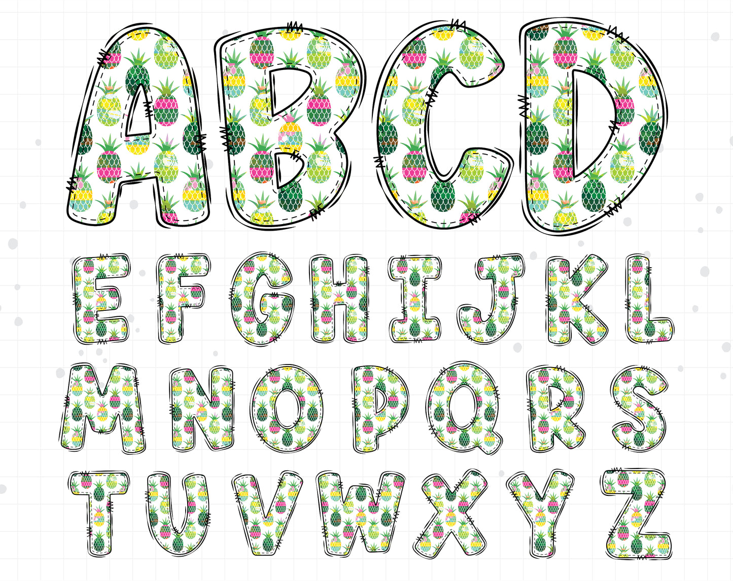 tropical doodle letters