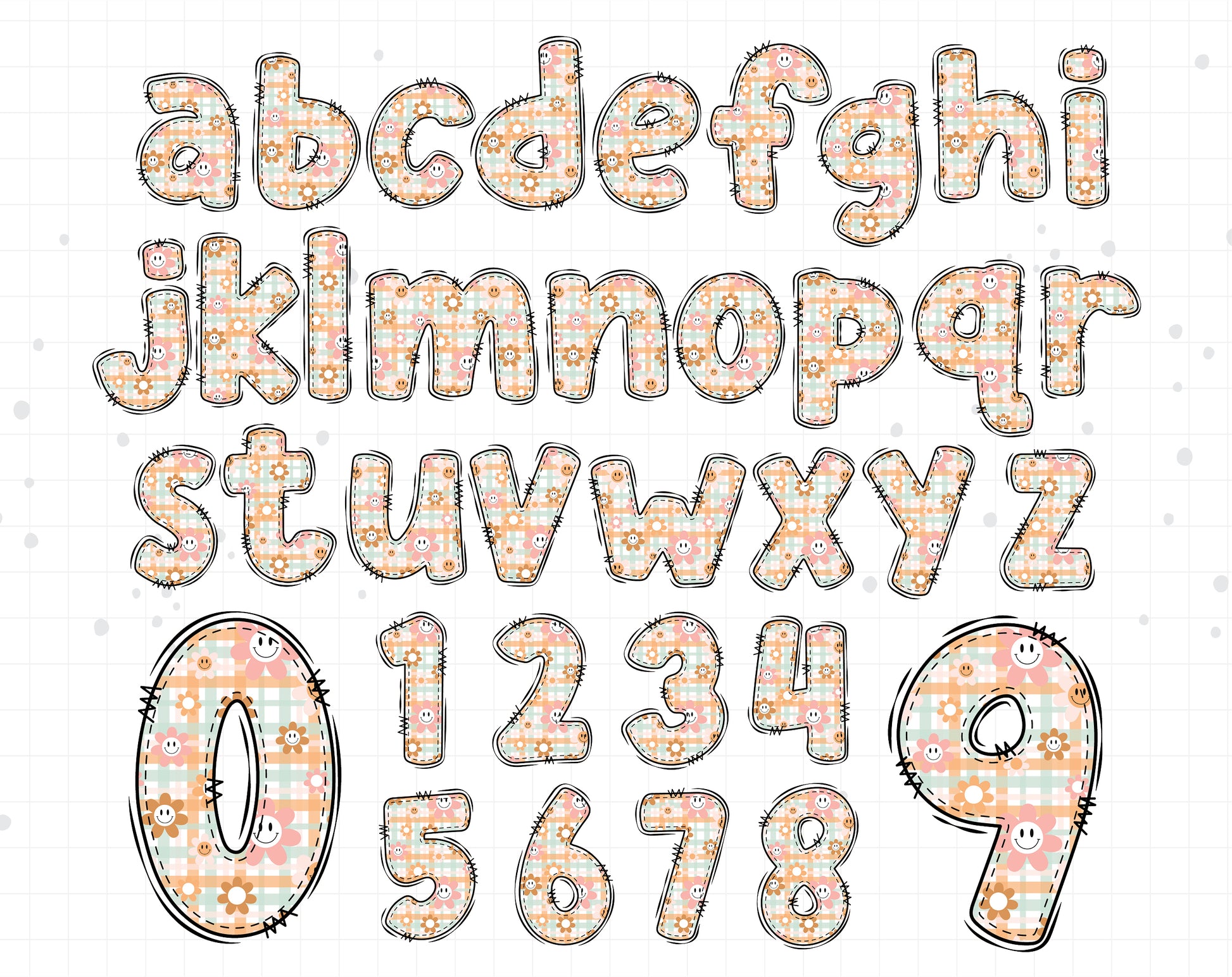 groovy smiley alphabet letters