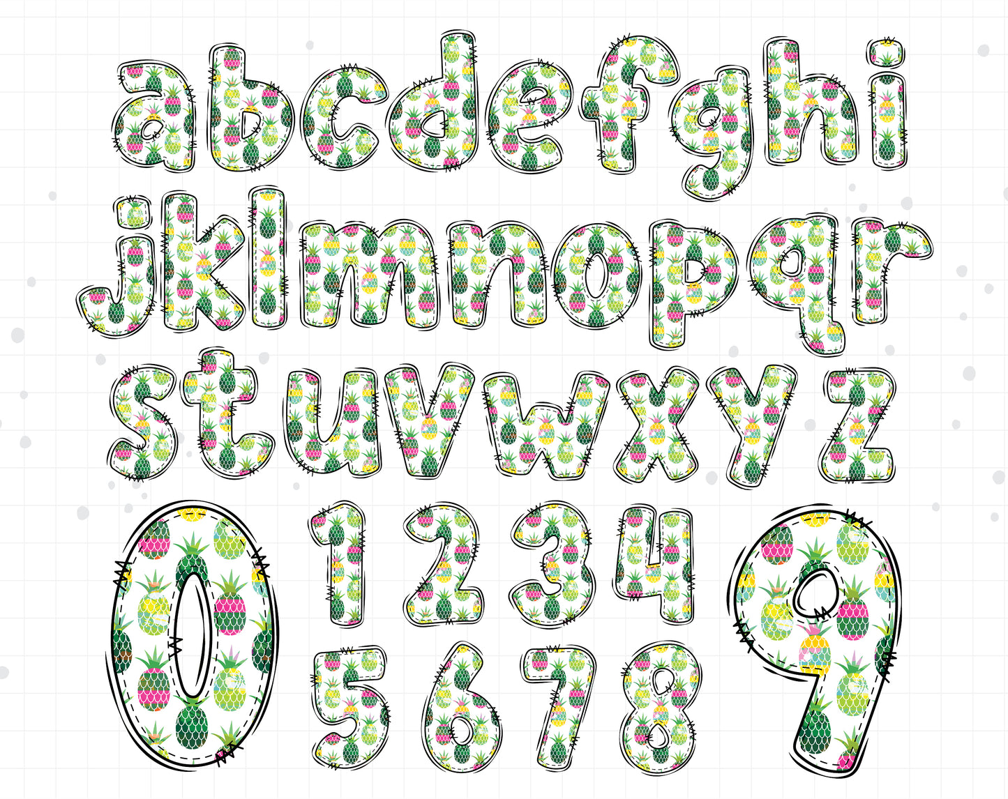 tropical doodle letters