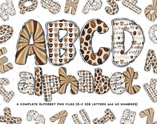 coffee alphabet letters png sublimation