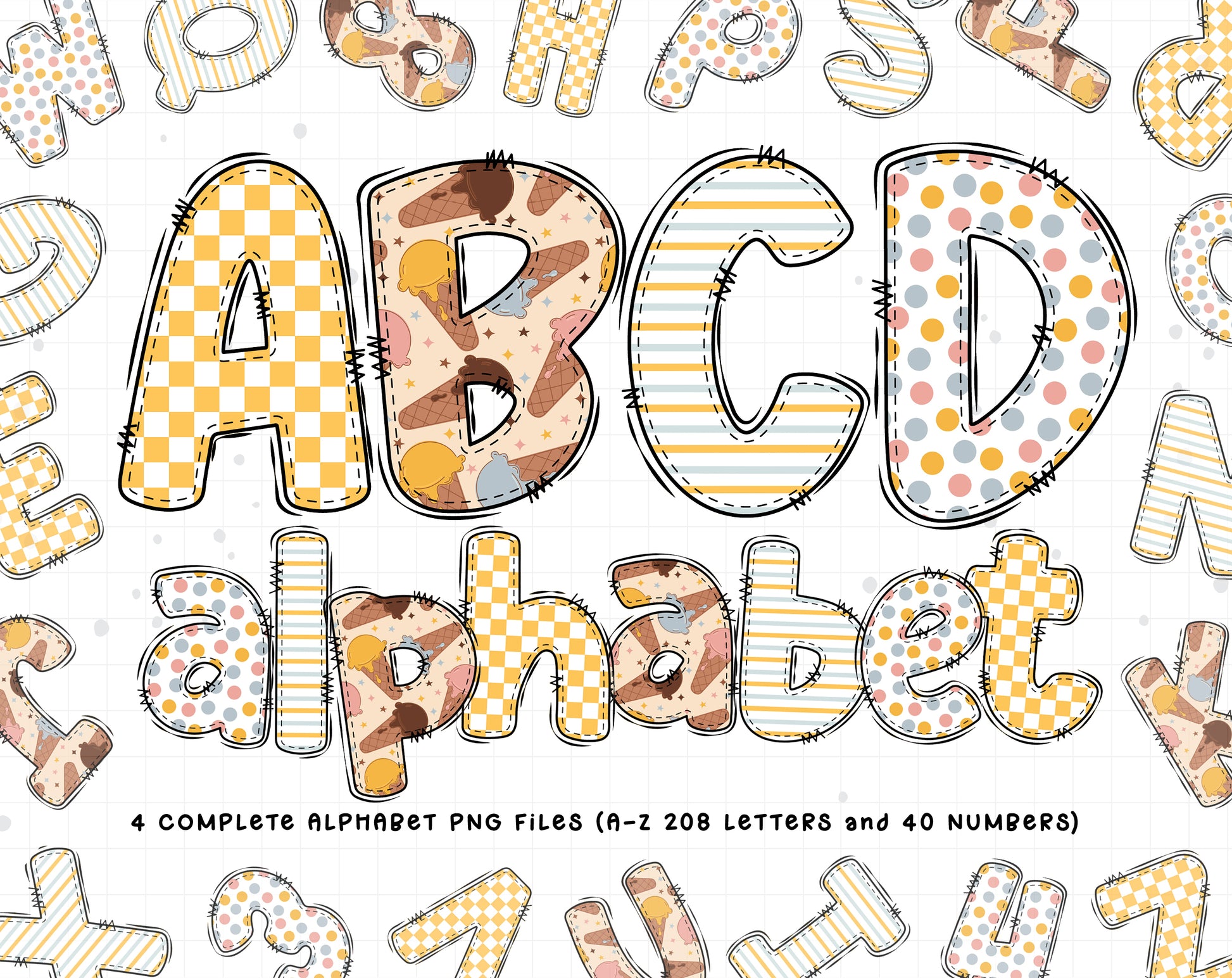 summer doodle alphabet letters