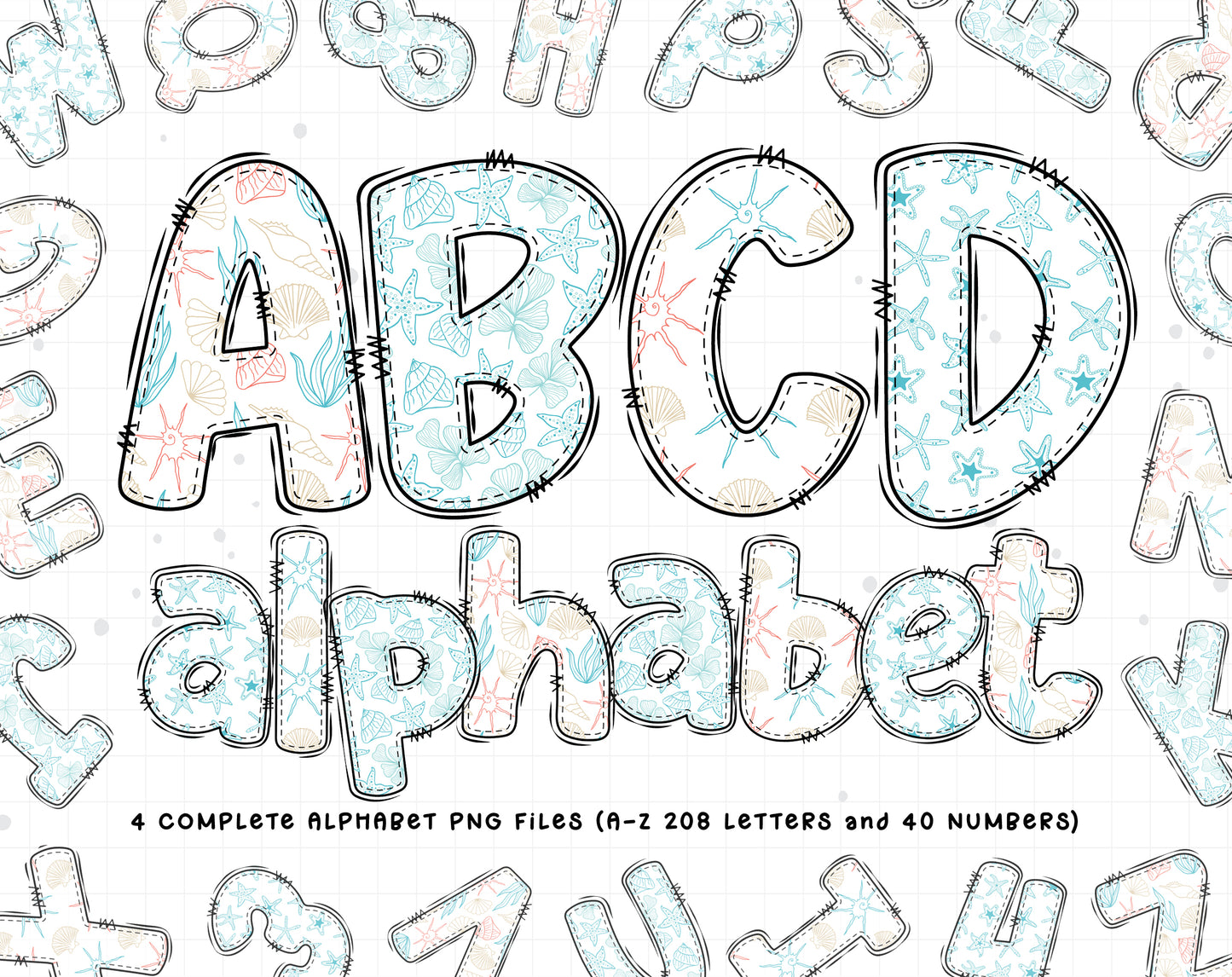 Seashell Alphabet PNG Sublimation