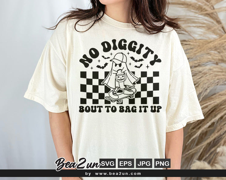 No Diggity Bout To Bag It Up, Retro Halloween SVG, Cool Ghost, Retro G ...