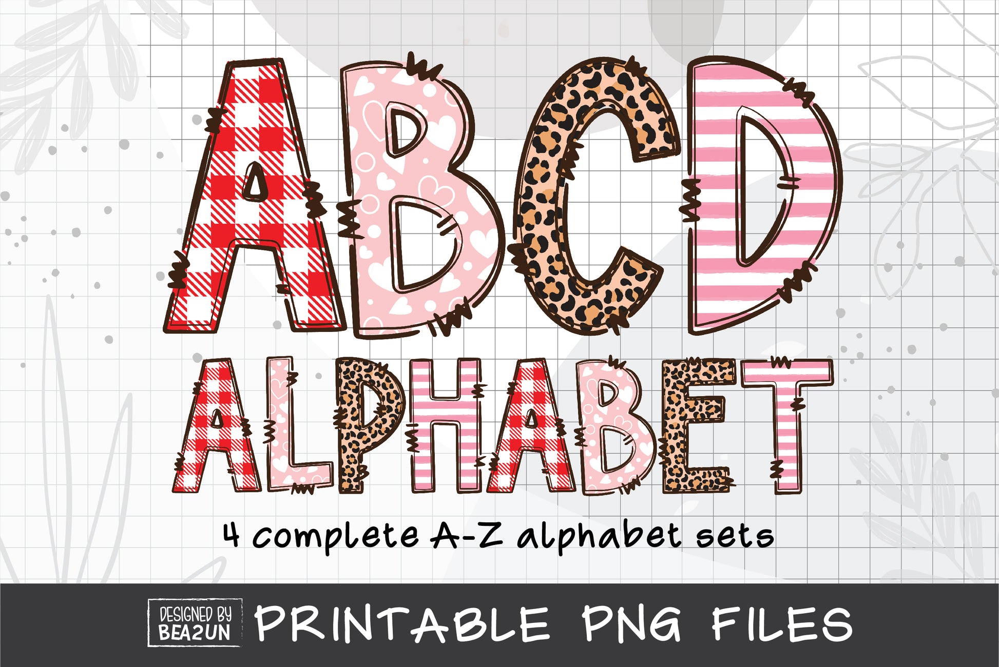 Valentine's Day Alphabet PNG Sublimation