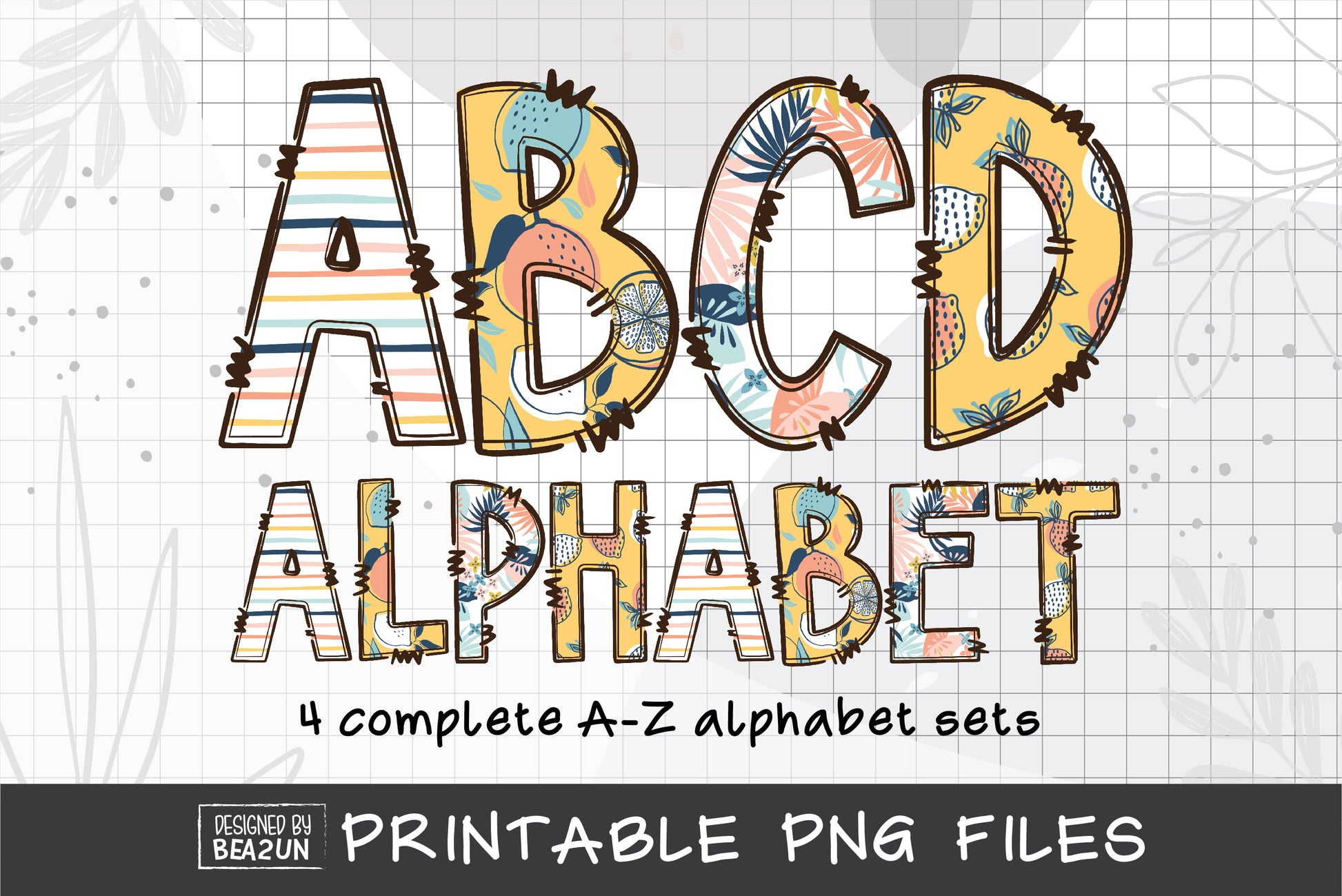 Summer Doodle Alphabet Bundle