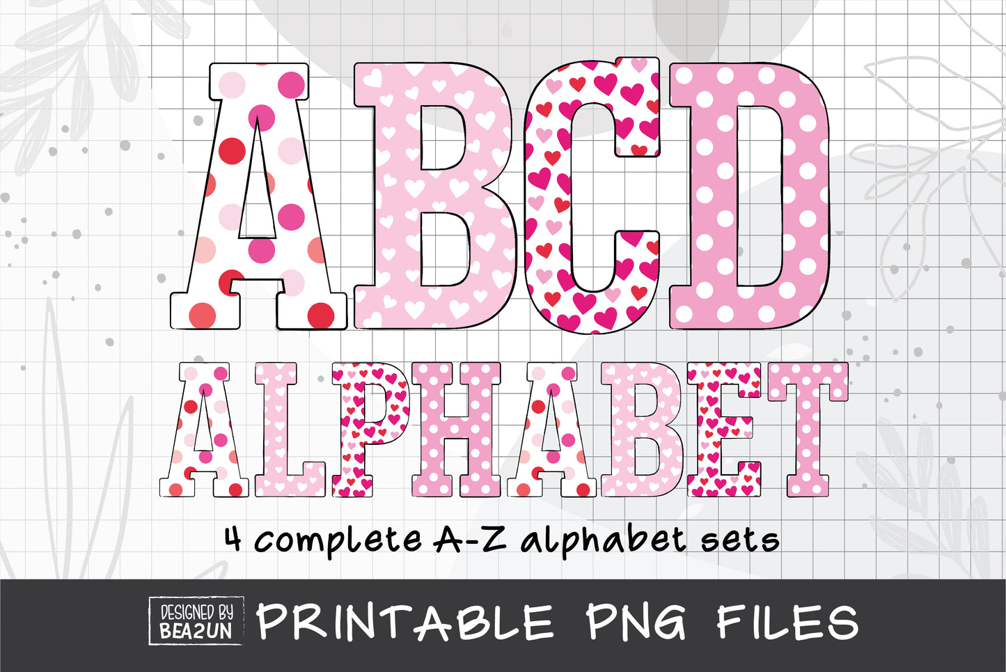 Valentines Alphabet Letters Sublimation