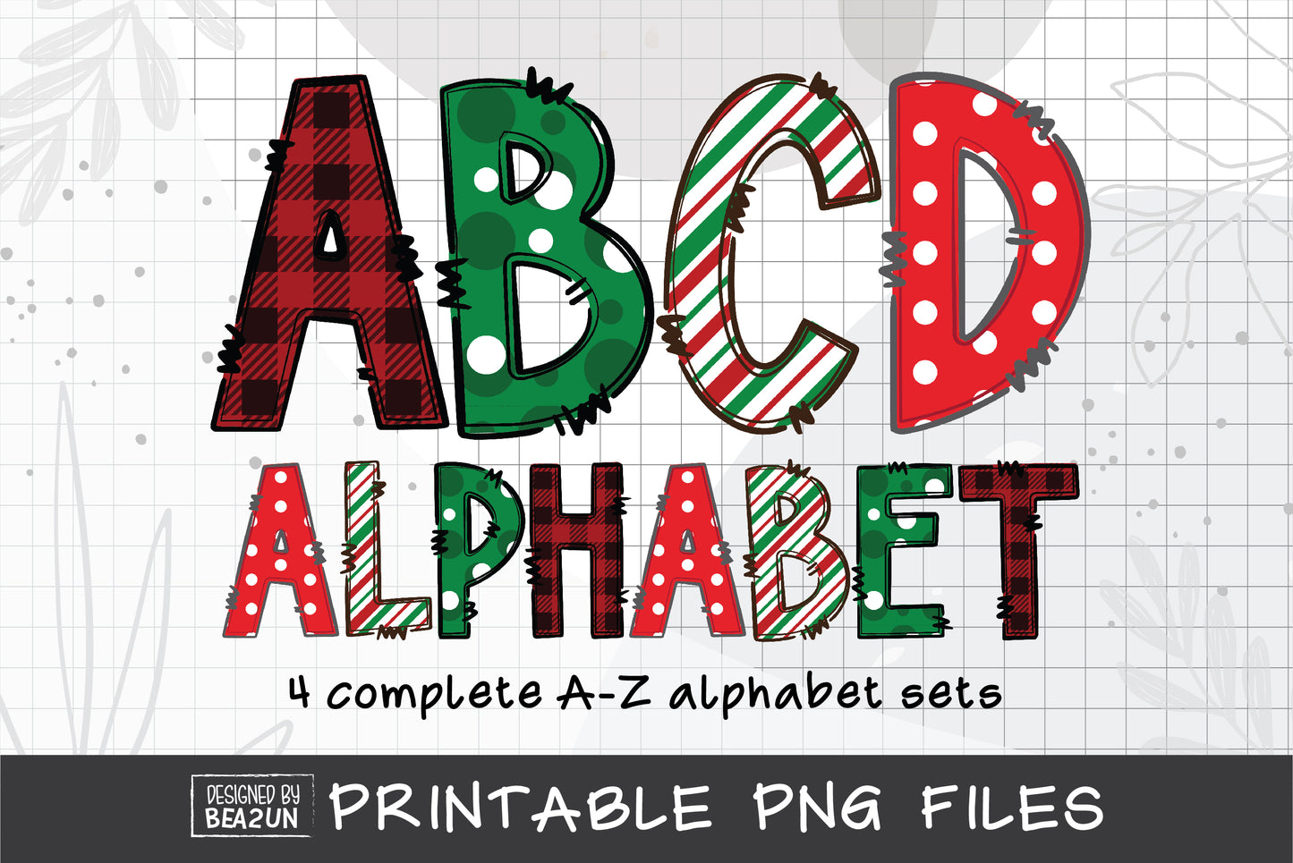 Christmas Doodle Letters PNG