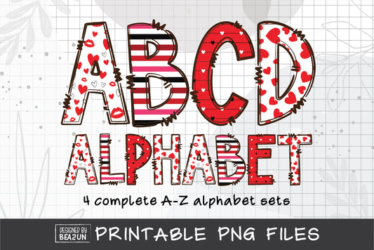 Valentines Alphabet PNG