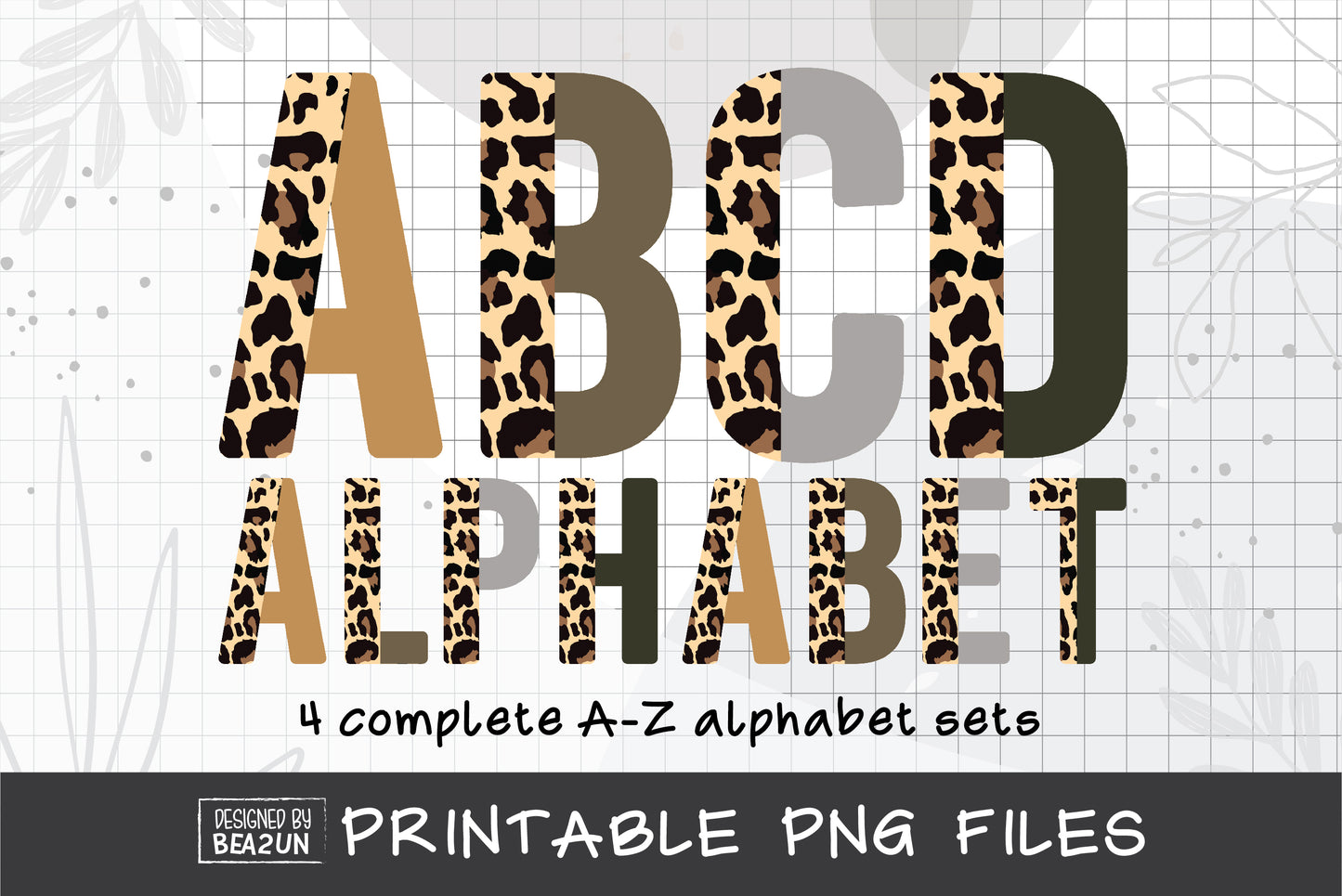 Half Leopard Alphabet PNG Sublimation