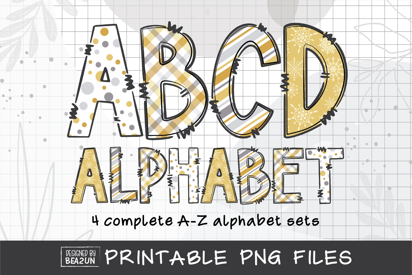 New Year Doodle Alphabet Letters