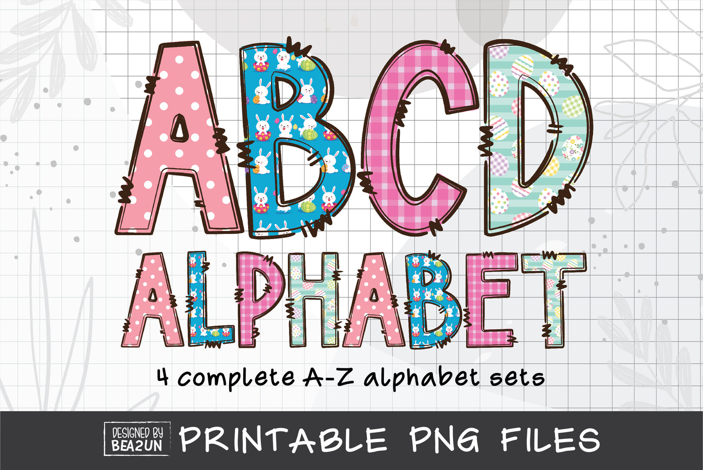 Easter Alphabet Letters PNG Bundle