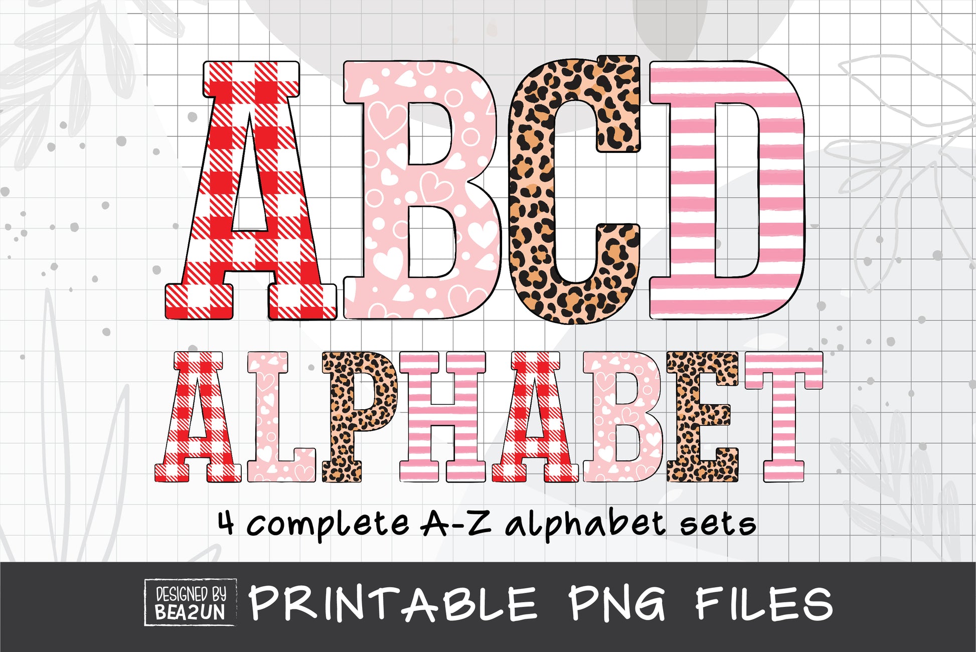 Valentines Alphabet PNG