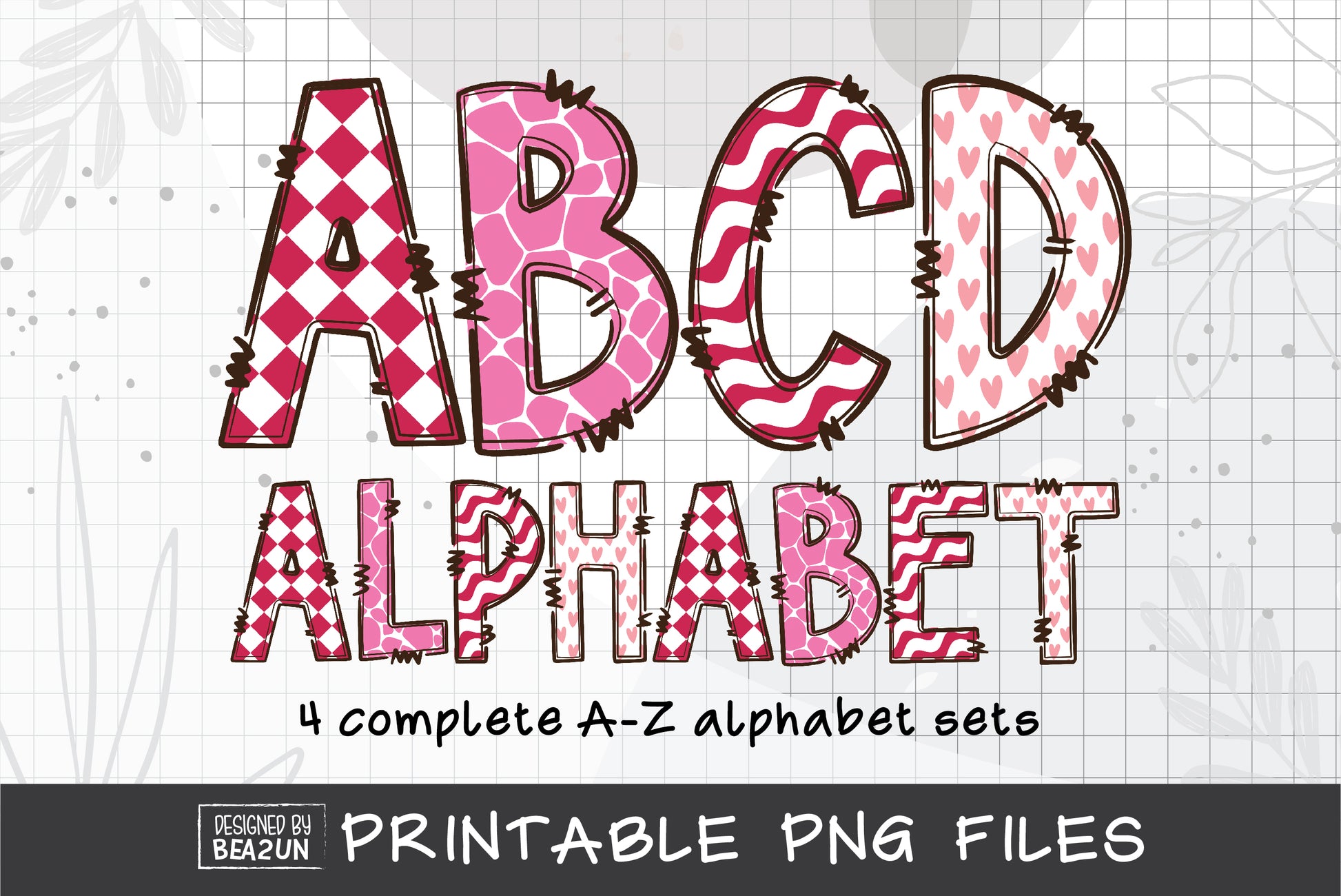 Valentine Doodle Letters Bundle