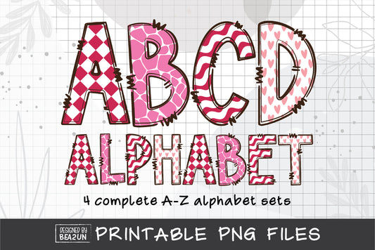 Valentine Doodle Letters Bundle