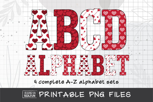 Valentines Alphabet Sublimation