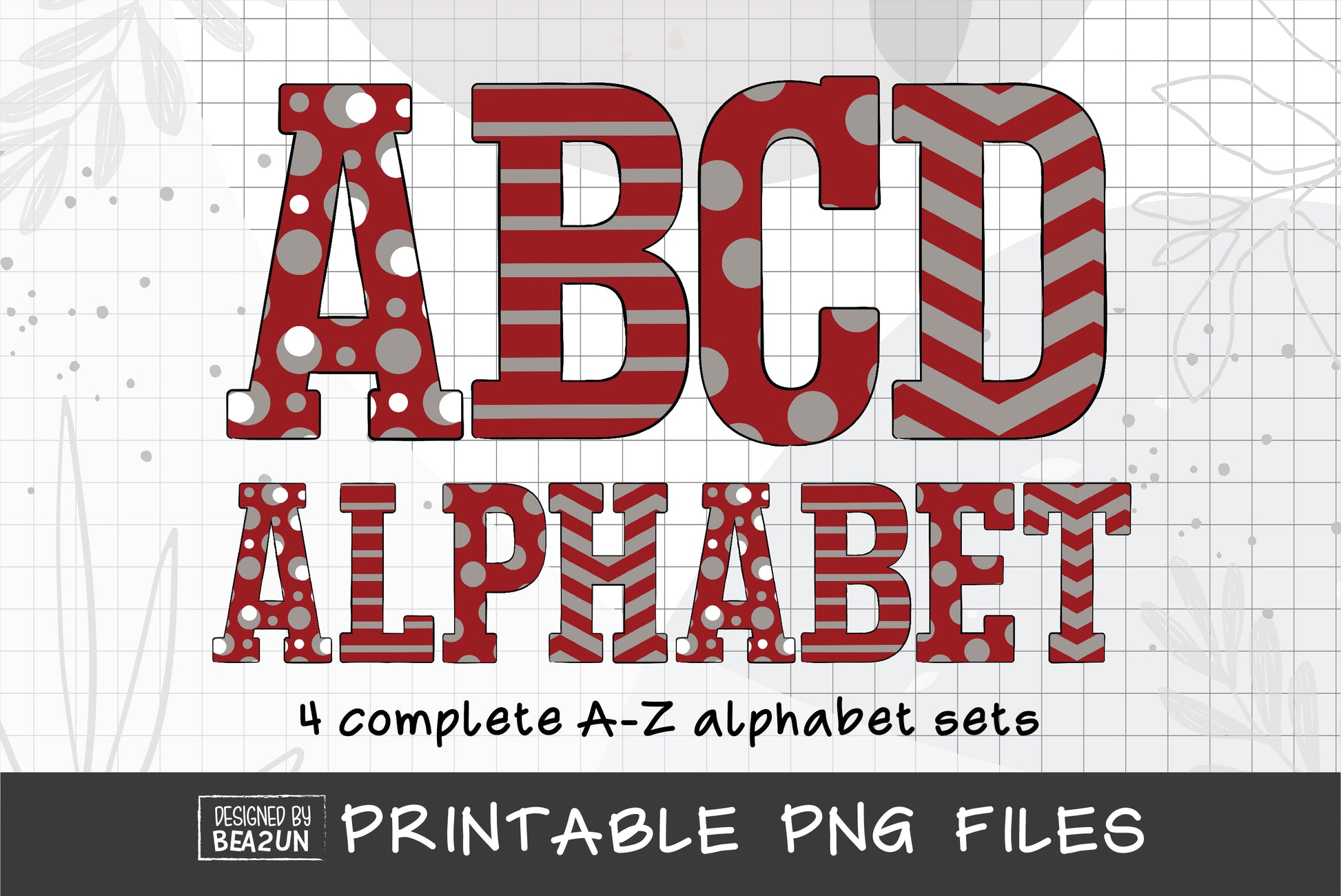 Grey Maroon Alphabet PNG