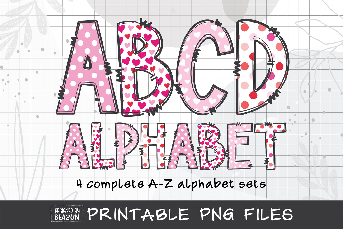 Valentines Alphabet PNG