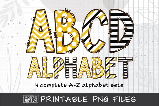 Bumble Bee Alphabet PNG Sublimation