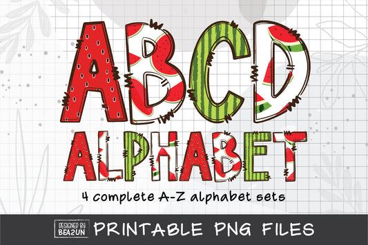 Watermelon Summer Doodle Alphabet Bundle