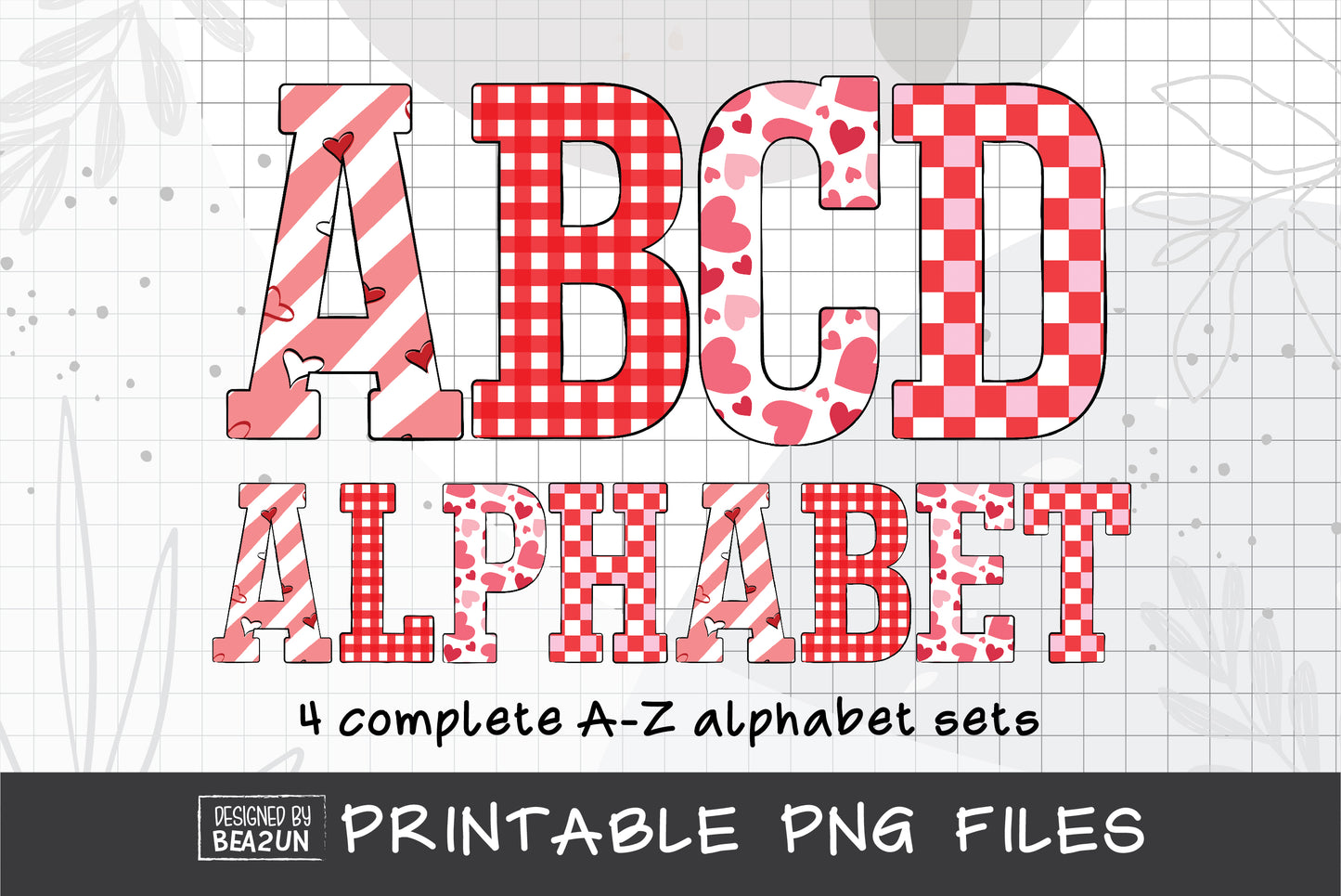 Valentine's Day Alphabet Letters PNG