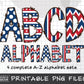 USA Flag Doodle Alphabet