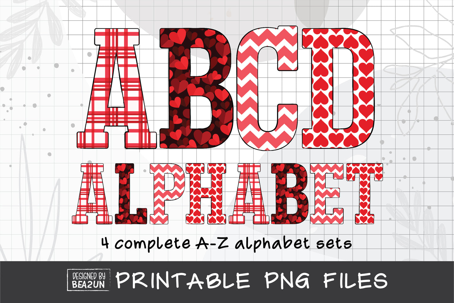 Valentine's Day Alphabet Sublimation, Love Alphabet Letters PNG, Valentine Clipart