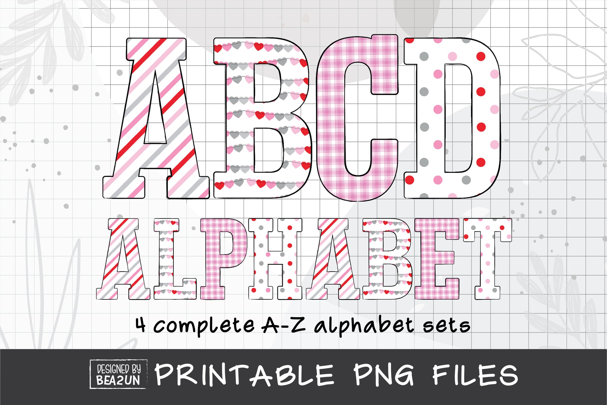 Valentines Alphabet PNG